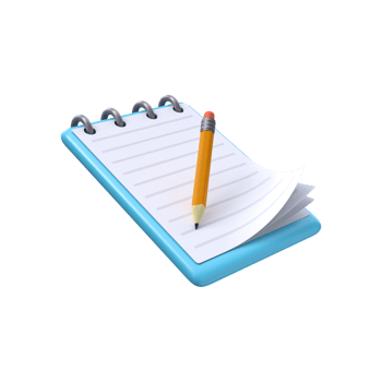 3d illustration of spiral notepad with pencil. png