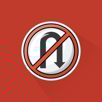 Illustration of No Turn Sign in Flat Design vector