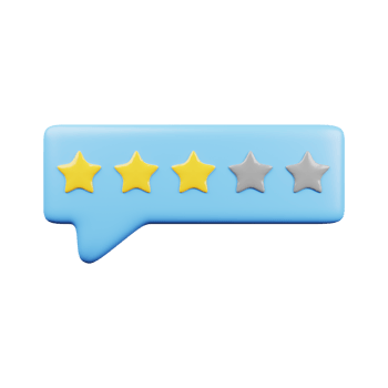 Three star rating. 3D Render png