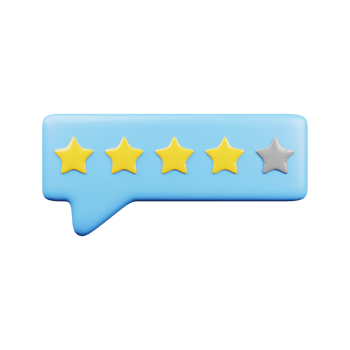 Four star rating. 3D Render png