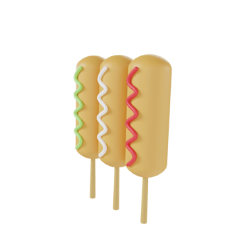 Corn dog icon 3d rendering illustration png