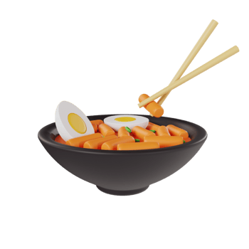 Tteokbokki icon 3d rendering illustration png