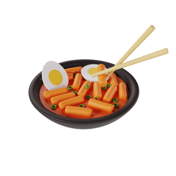 Tteokbokki icon 3d rendering illustration png