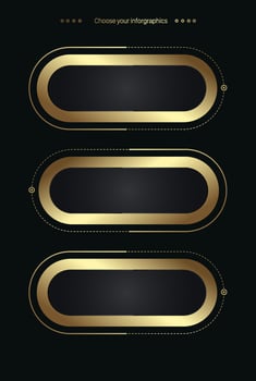Set of four luxury options on a dark background. groups of three golden infochart template with luxury golden iconsVector multipurpose Infographic templates vector