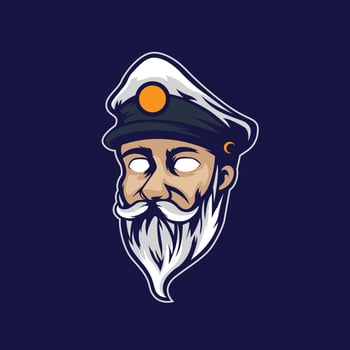 Captain ship character head vector illustration