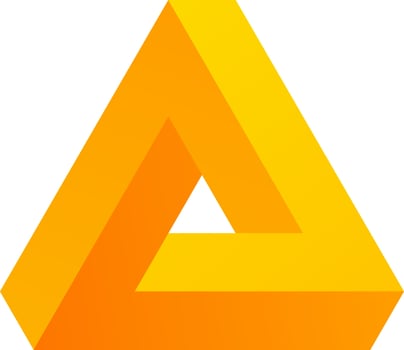 3d optical illusion shape. 3d impossible shape of triangle. Vector illustration of penrose. 3d illusion of geometric for logo, design, education or art. Perspective illusion shape illustration