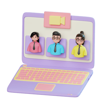 3d Video Meeting on Laptop png