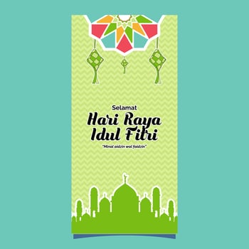 Selamat hari raya idul fitri means happy eid al fitr greeting card islamic background design vector