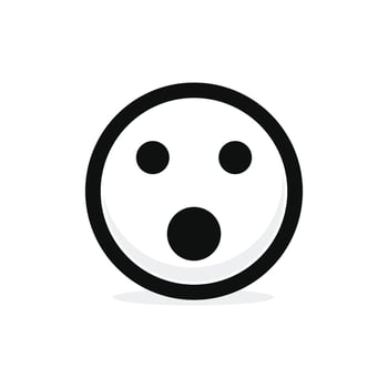 Surprised face emoticon icon vector