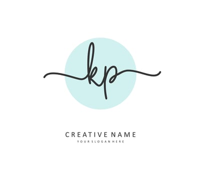 KP Initial letter handwriting and  signature logo. A concept handwriting initial logo with template element. vector