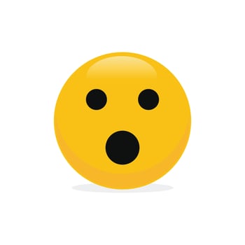 Surprised face emoticon icon vector