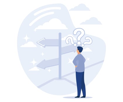 Mental state concept, Focus on success, confusion, cognitive dissonance, business goal, mental discomfort, missing out, decision making, flat vector modern illustration