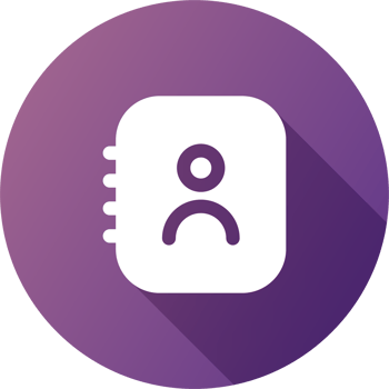 Contact icon in flat design style. Adress book or phone book signs illustration. png