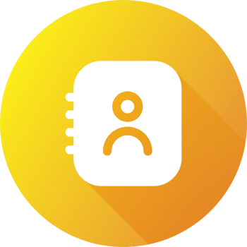 Contact icon in flat design style. Adress book or phone book signs illustration. png
