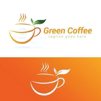 Coffee shop logo template design, Green tea logo. vector