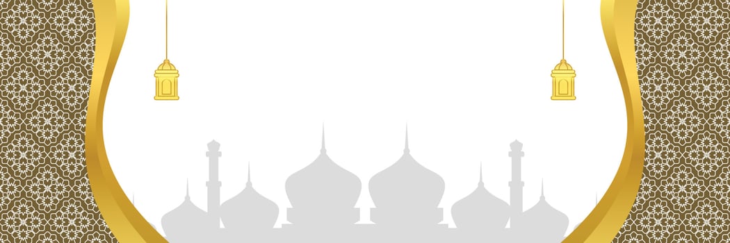 Islamic background, with mandala ornament, lantern and mosque silhouette. vector template for banners, greeting cards for Islamic holidays, eid al fitr, ramadhan, eid al adha