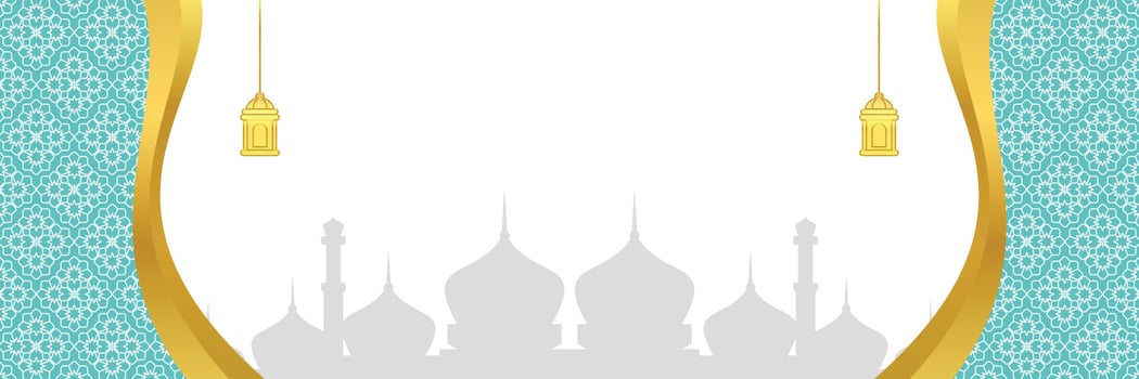 Islamic background, with mandala ornament, lantern and mosque silhouette. vector template for banners, greeting cards for Islamic holidays, eid al fitr, ramadhan, eid al adha