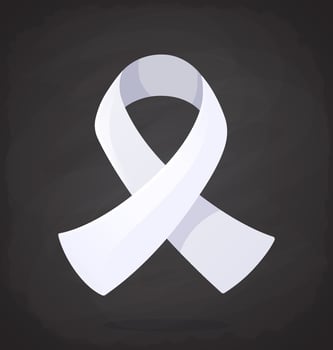 White ribbon, international symbol of awareness about lung cancer, end male violence against women and girls. Isolated on black background vector