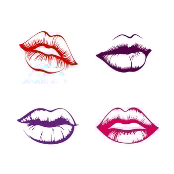 Set of colorful female lips. Vector illustration isolated on a white background, perfect for makeup, beauty, cosmetic, and fashion-related designs.