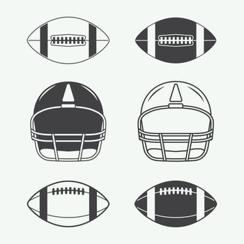 Set of vintage rugby and american football labels, emblems, logo and design elements vector