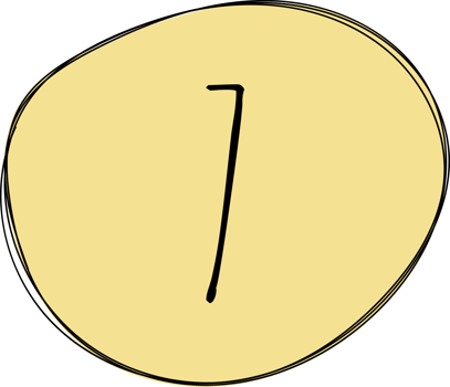 Hand drawn colored round blob with numbers clip art png