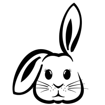 On a white background, a sweet assortment of bunny faces with Easter-themed graphics is displayed. vector