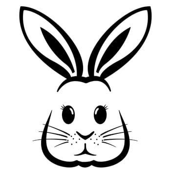 On a white background, a sweet assortment of bunny faces with Easter-themed graphics is displayed. vector