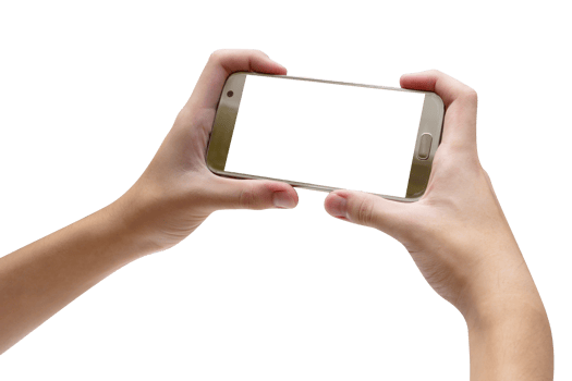 hand holding mobile smart phone  isolated png