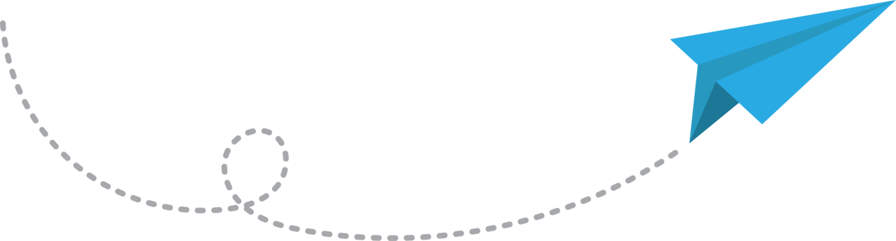 Paper airplane with dotted path png