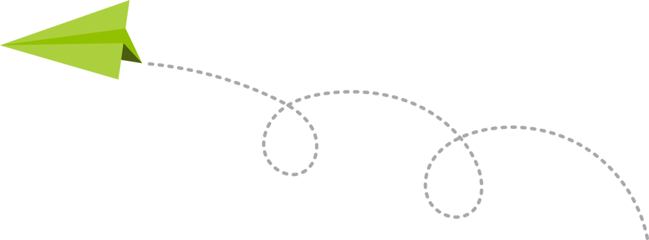 Paper airplane with dotted path png