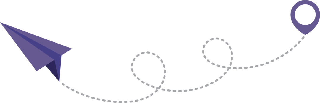 Paper airplane with dotted trace and map pointer pin png