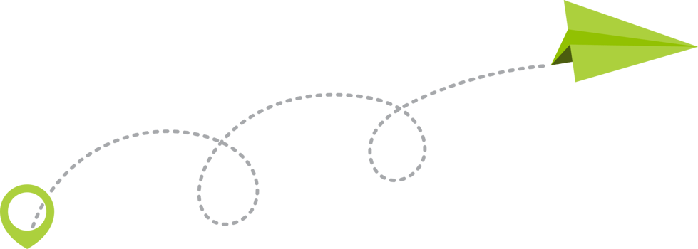 Paper airplane with dotted trace and map pointer pin png