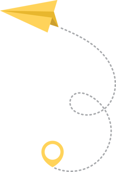 Paper airplane with dotted trace and map pointer pin png
