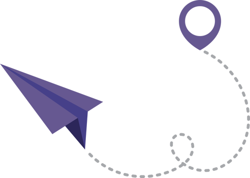 Paper airplane with dotted trace and map pointer pin png