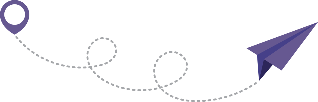 Paper airplane with dotted trace and map pointer pin png