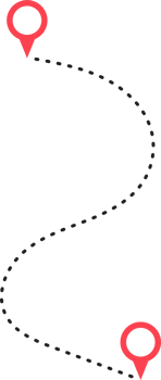 Route icon between two points with dotted path and location pin png