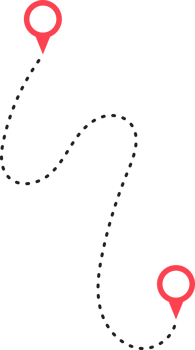 Route icon between two points with dotted path and location pin png