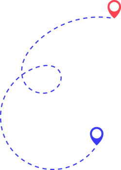 Route icon between two points with dotted path and location pin png