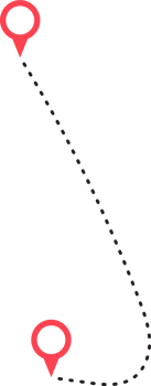 Route icon between two points with dotted path and location pin png