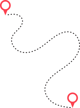 Route icon between two points with dotted path and location pin png