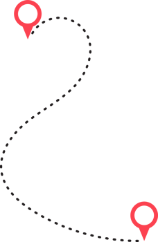 Route icon between two points with dotted path and location pin png