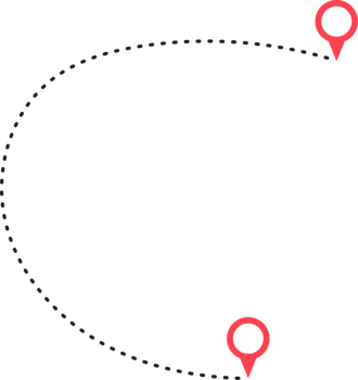Route icon between two points with dotted path and location pin png