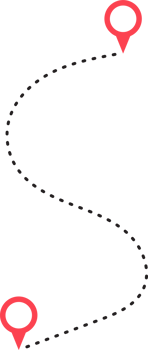 Route icon between two points with dotted path and location pin png