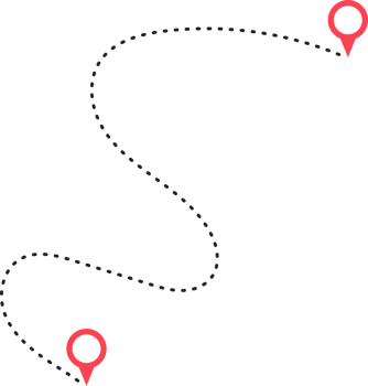 Route icon between two points with dotted path and location pin png