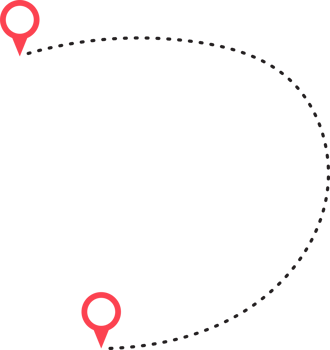 Route icon between two points with dotted path and location pin png