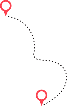 Route icon between two points with dotted path and location pin png