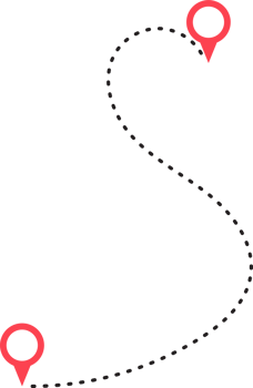 Route icon between two points with dotted path and location pin png
