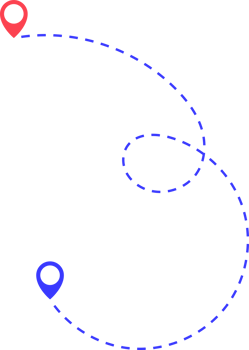 Route icon between two points with dotted path and location pin png