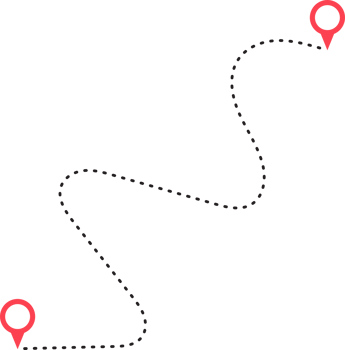 Route icon between two points with dotted path and location pin png