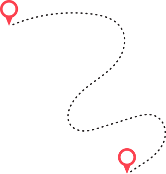 Route icon between two points with dotted path and location pin png